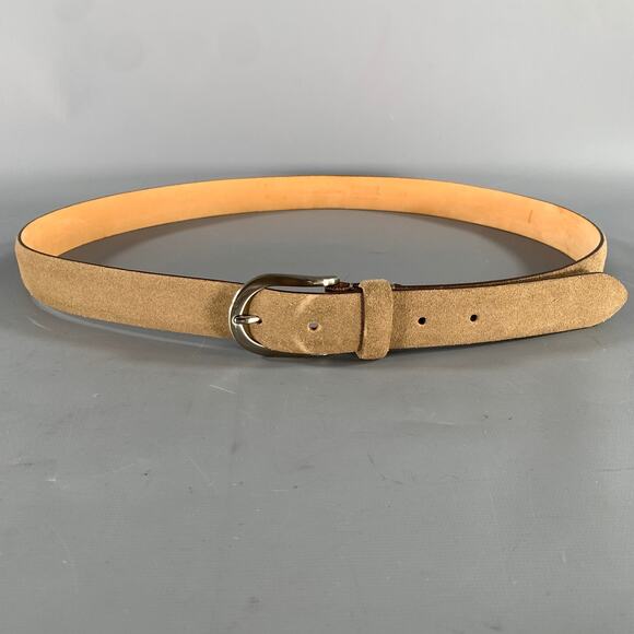 Bergdorf Goodman Men BERGDORF GOODMAN Size 38 Khaki Solid Suede Belt